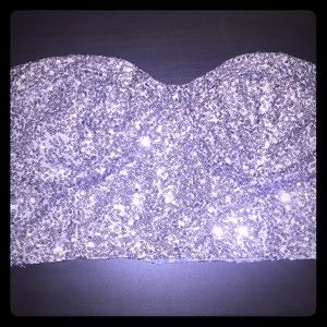 Silver Sequin Crop Top
